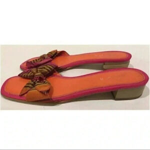 Unisa Carissa Bow Slides Leather Soles Sz 7 vintage 90s square toe